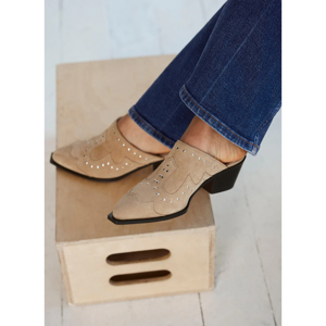 Mint Velvet Serena Neutral Suede Western Mules